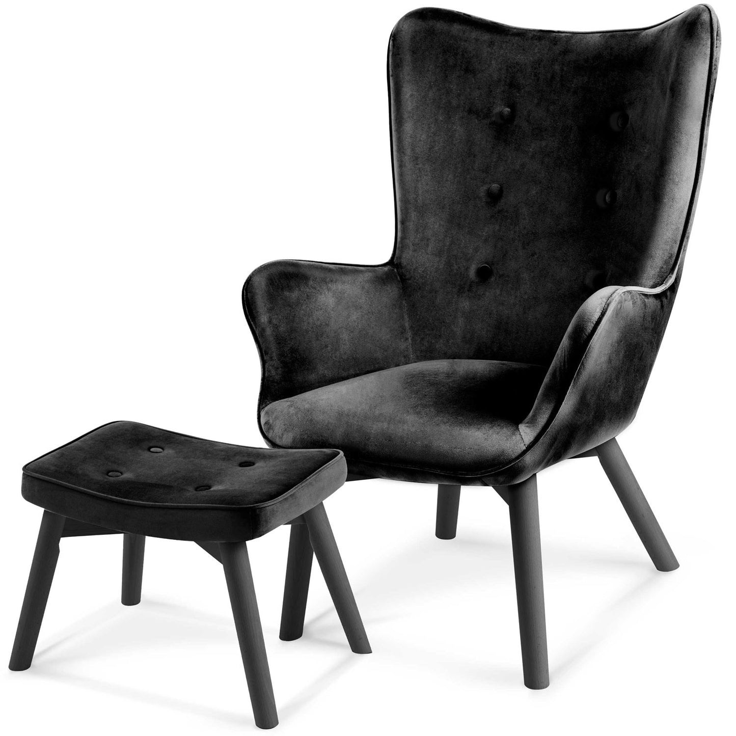 Elegant armchair with footstool Sofotel Norse black