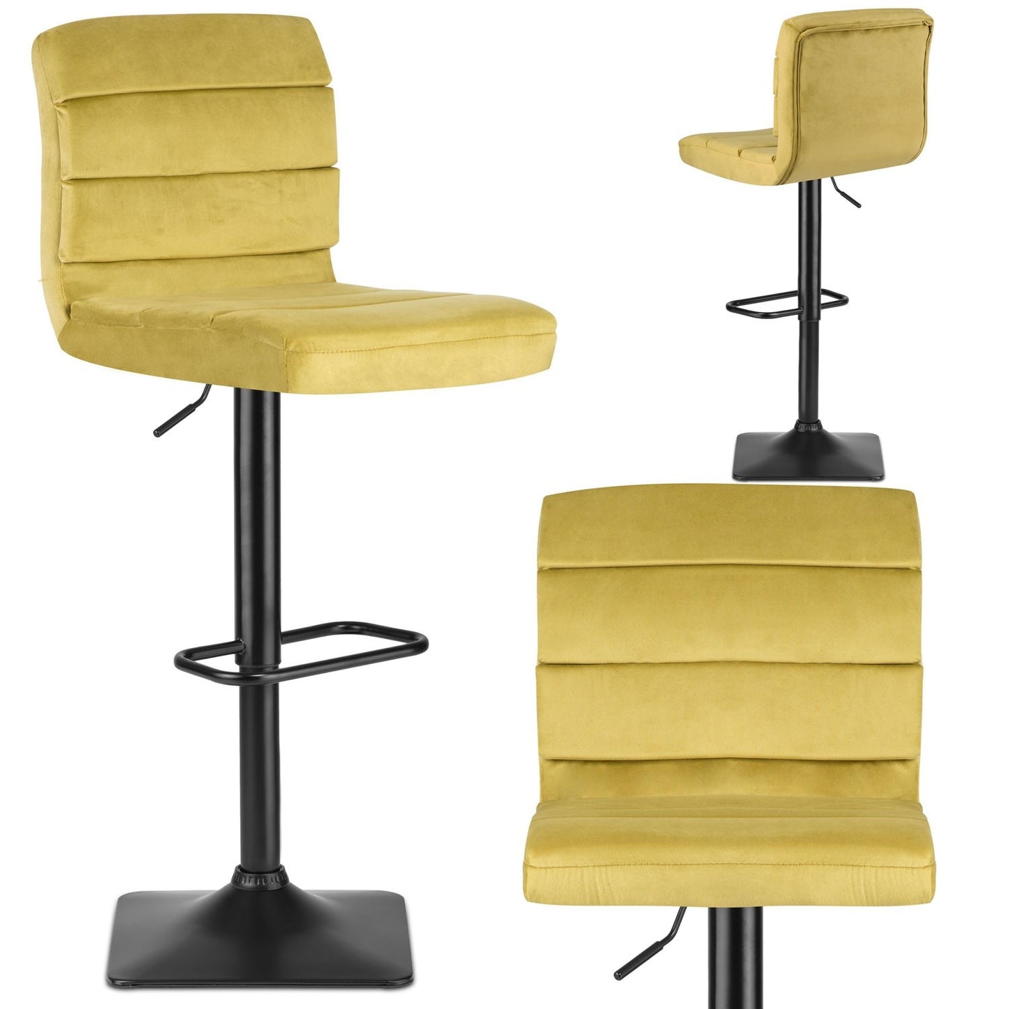 Elegant bar stool with backrest Drava - Yellow