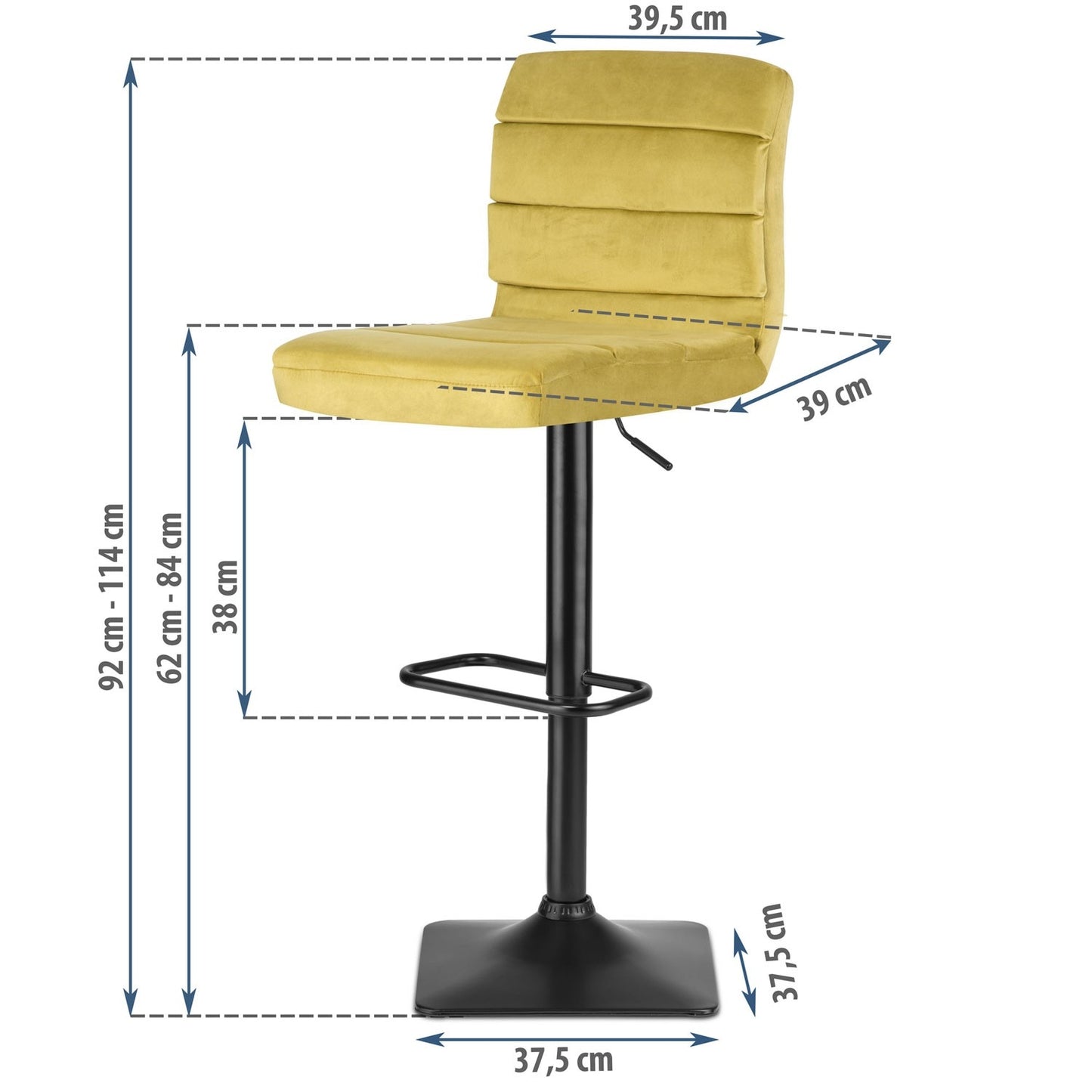 Elegant bar stool with backrest Drava - Yellow