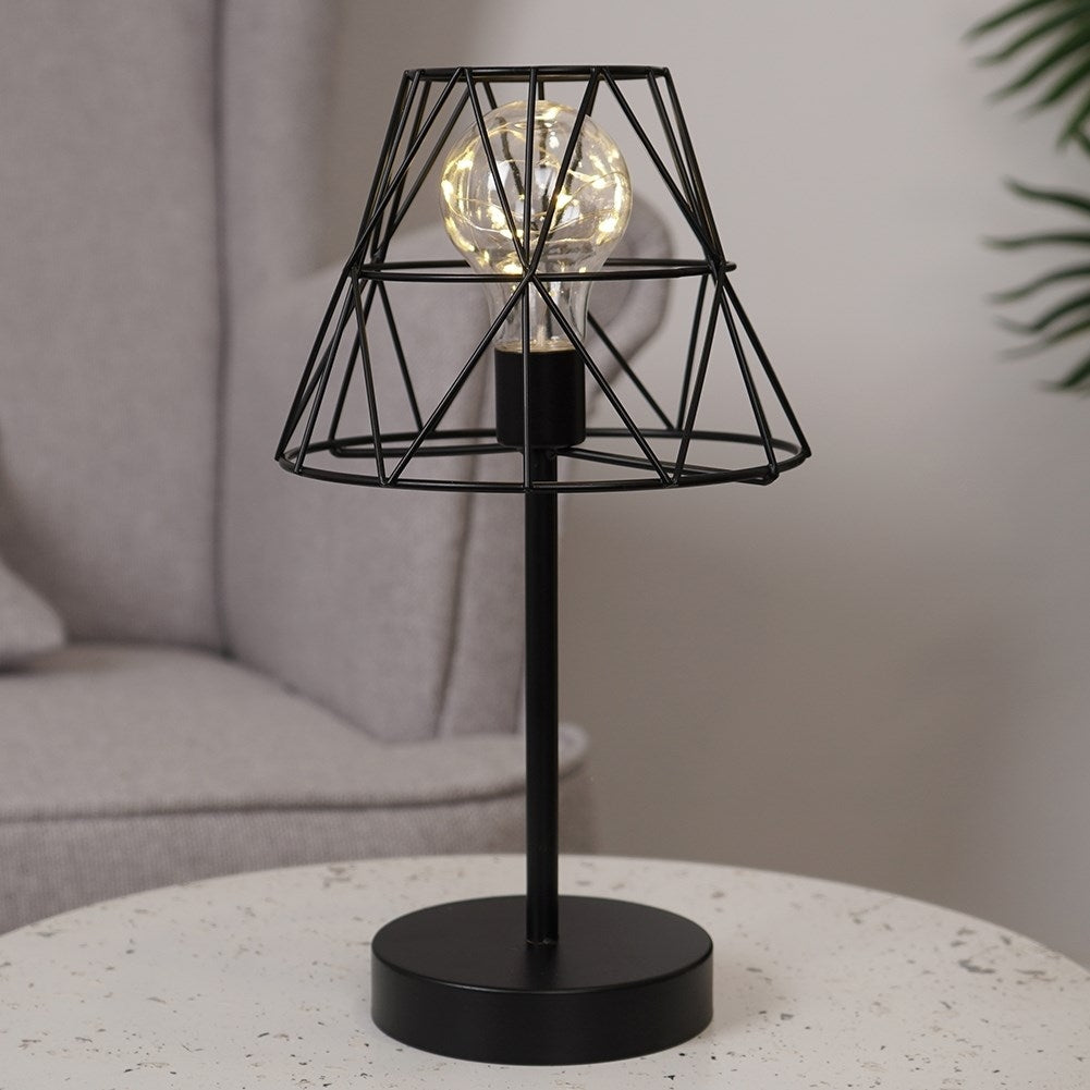 Elegant black LED table lamp with battery operation for home & office
