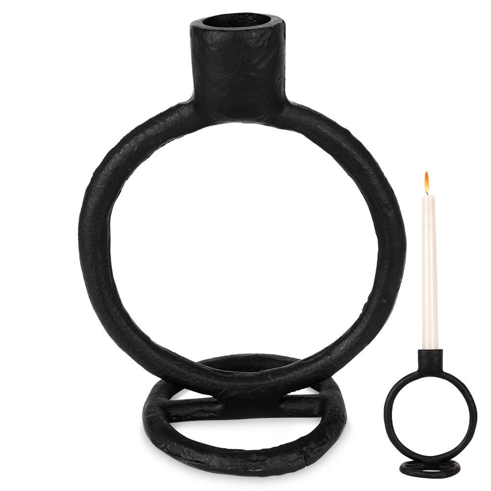 Elegant black candlestick in aluminum for long candles