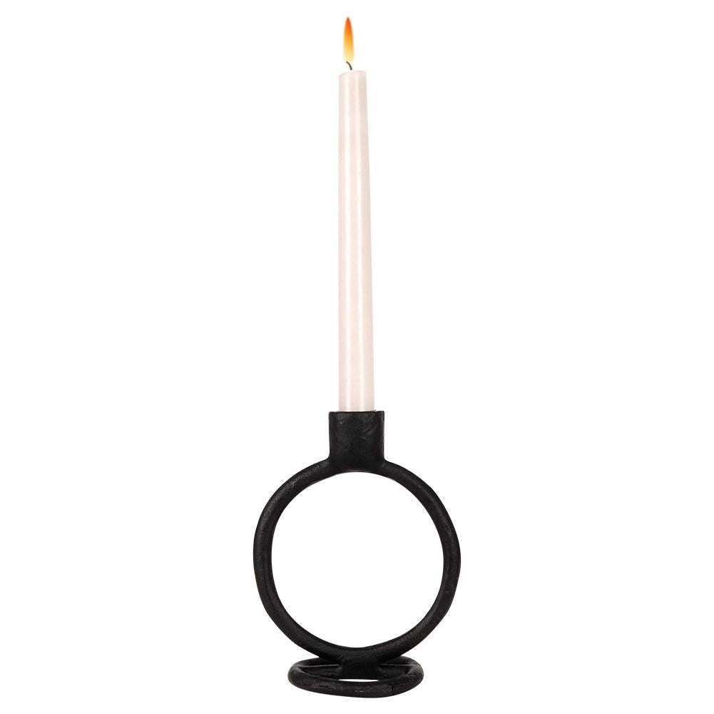 Elegant black candlestick in aluminum for long candles