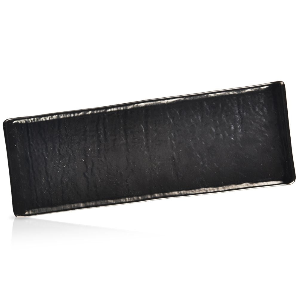 Elegant black ceramic tray for serving
