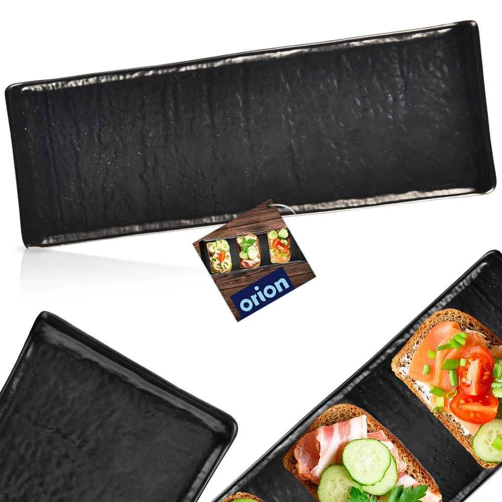 Elegant black ceramic tray for serving