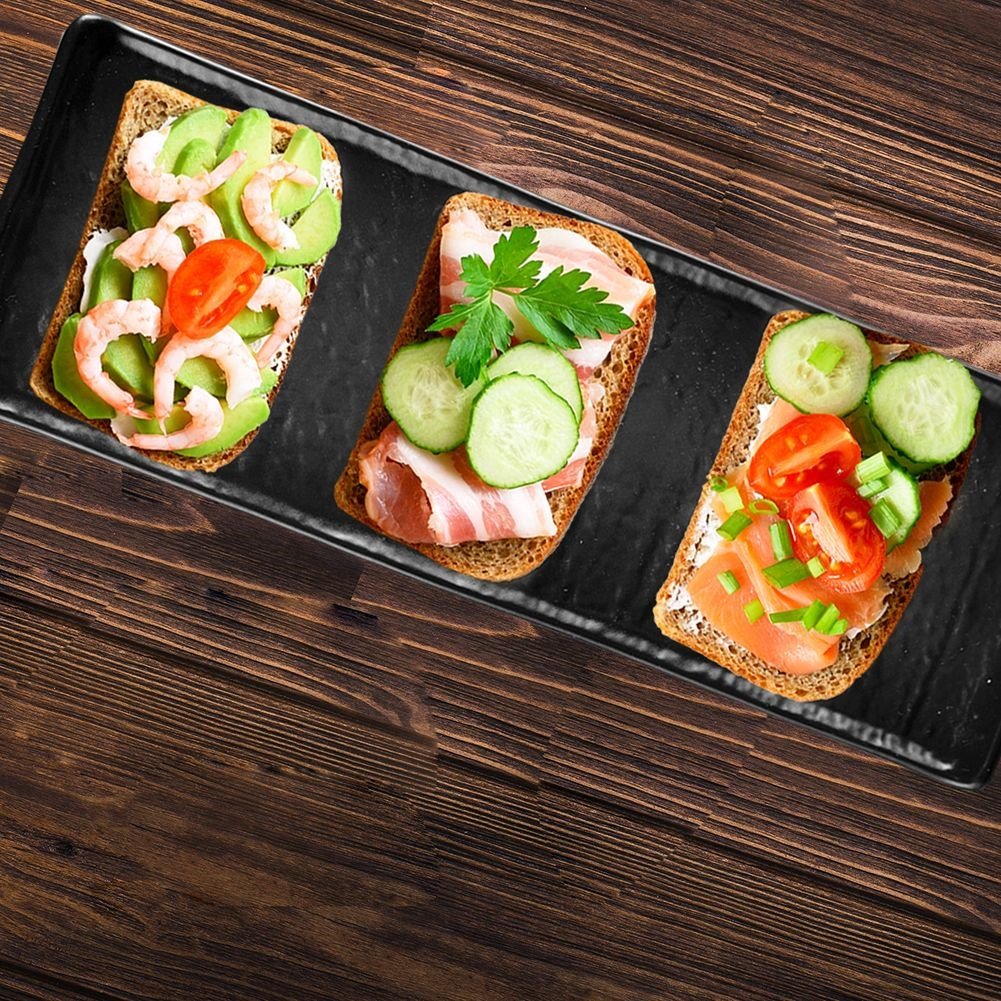 Elegant black ceramic tray for serving