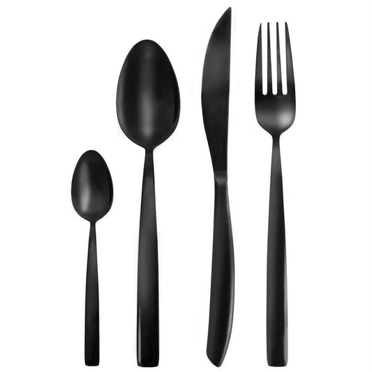 Elegant black cutlery set for 6 people - 24 pieces