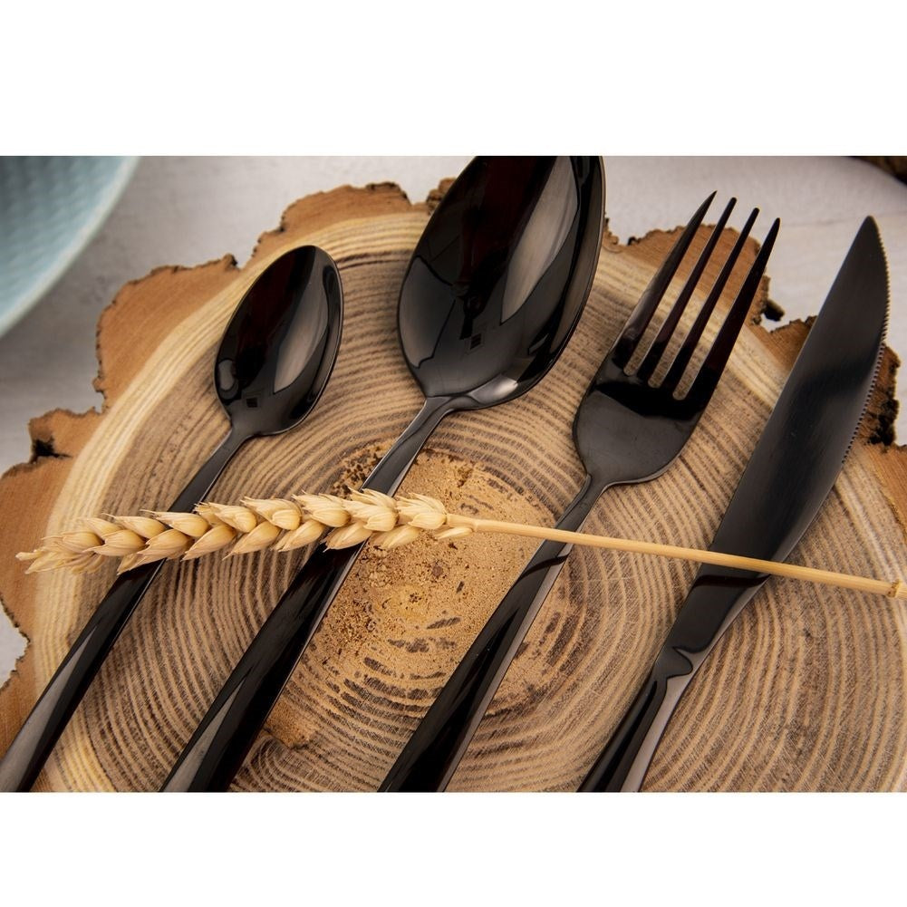 Elegant black cutlery set for 6 people - 24 pieces