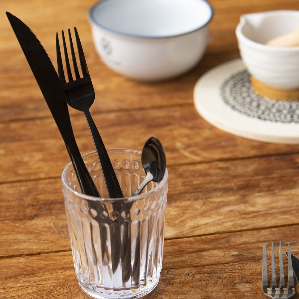 Elegant black cutlery set for 6 people - 24 pieces