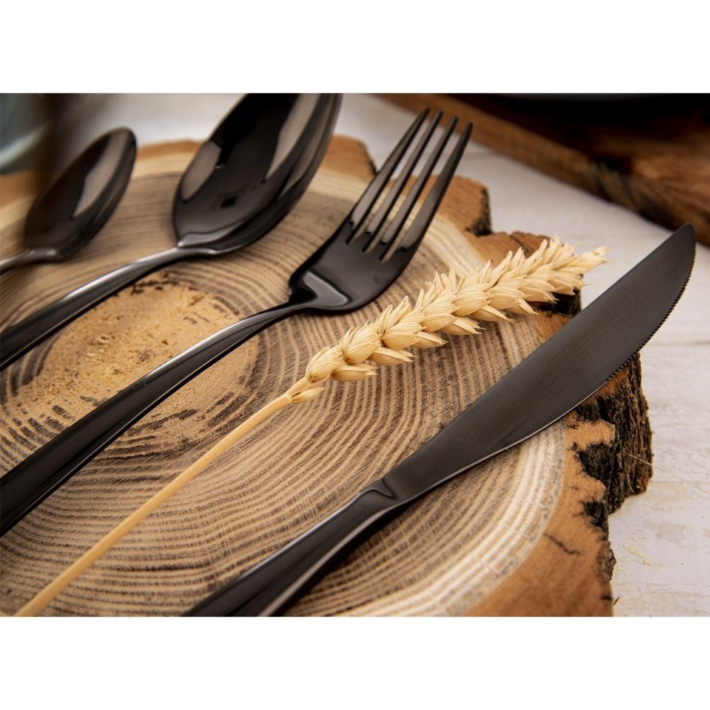 Elegant black cutlery set for 6 people - 24 pieces