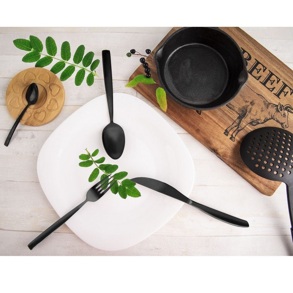 Elegant black cutlery set for 6 people - 24 pieces