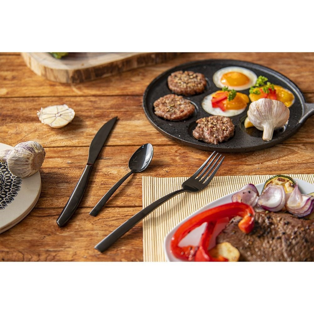 Elegant black cutlery set for 6 people - 24 pieces