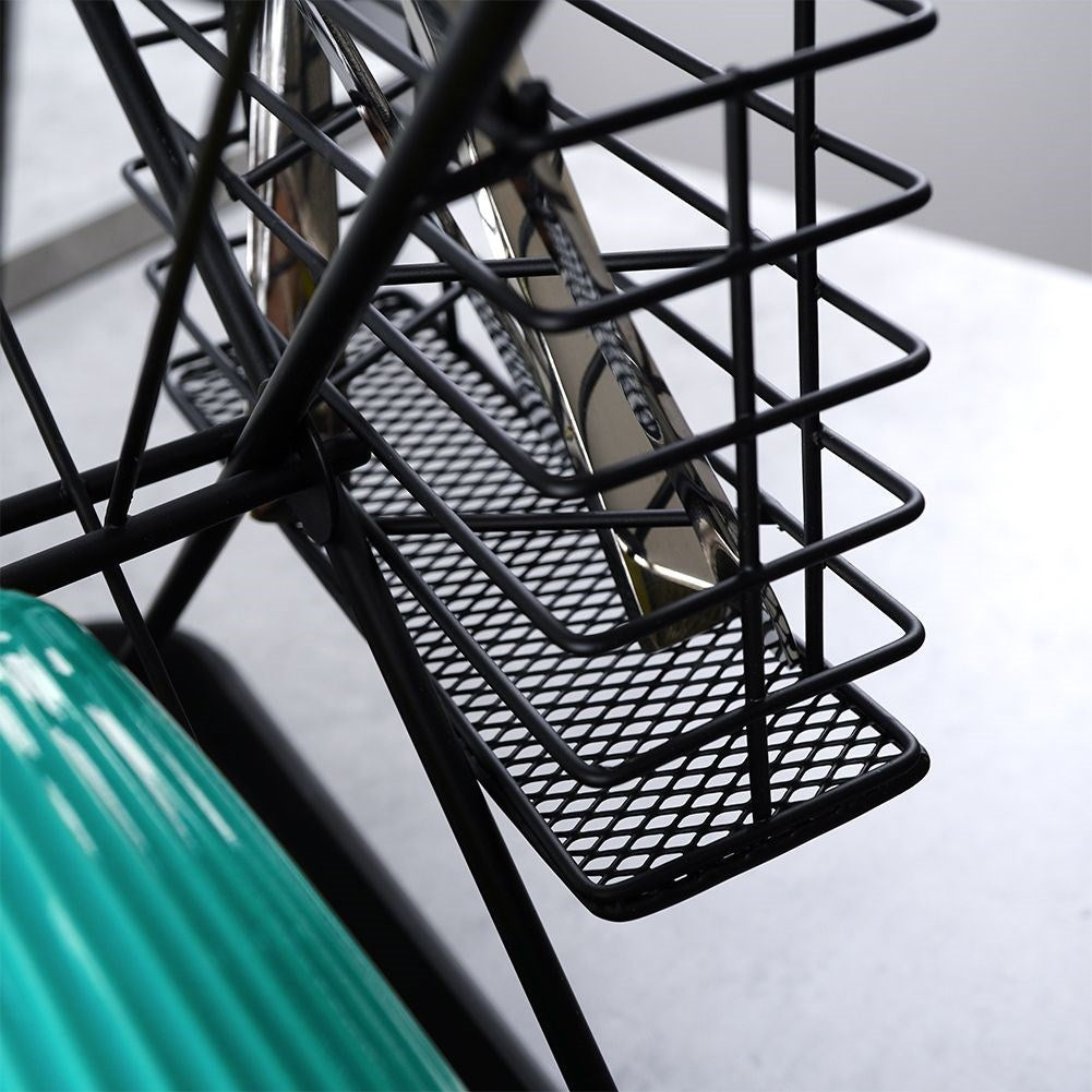 Elegant black dish rack for plates, glasses and cutlery