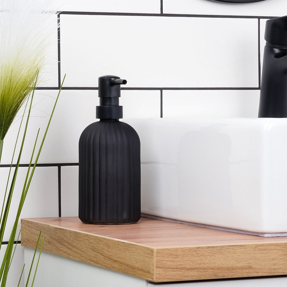 Elegant black glass soap pump for kitchen & bathroom