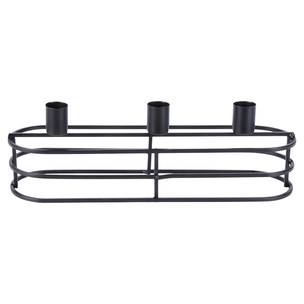 Elegant black metal candle holder for three candles