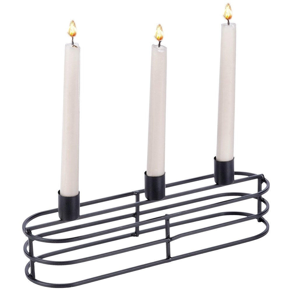 Elegant black metal candle holder for three candles