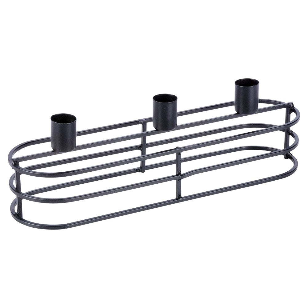 Elegant black metal candle holder for three candles
