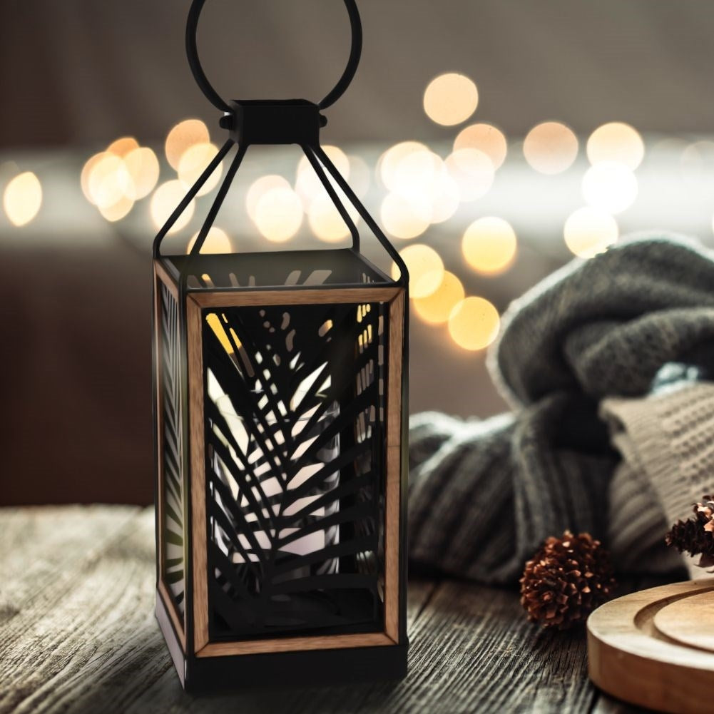 Elegant black metal lantern for home and garden