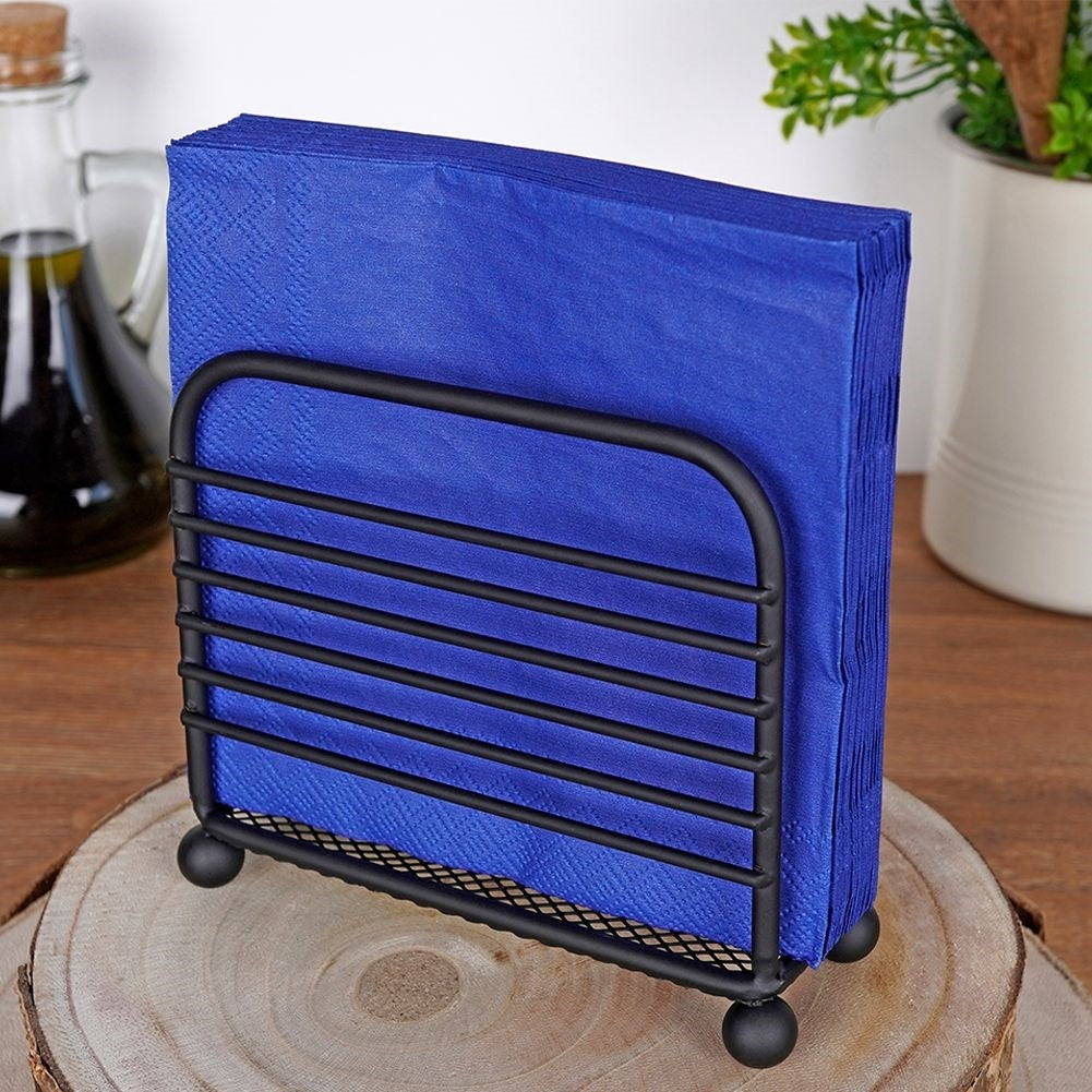 Elegant black metal napkin holder