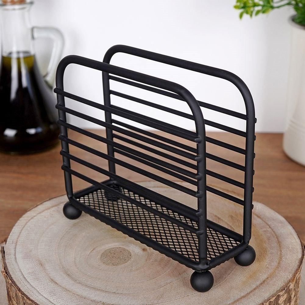 Elegant black metal napkin holder