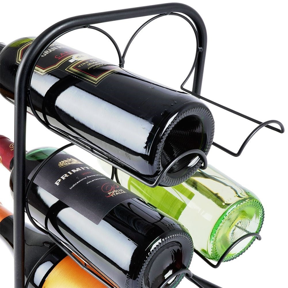 Elegant black metal wine rack for 6 bottles