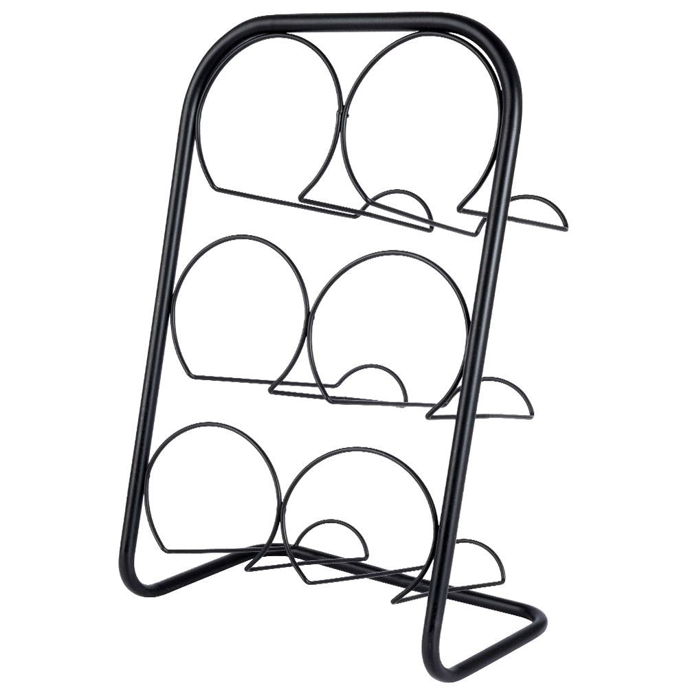 Elegant black metal wine rack for 6 bottles