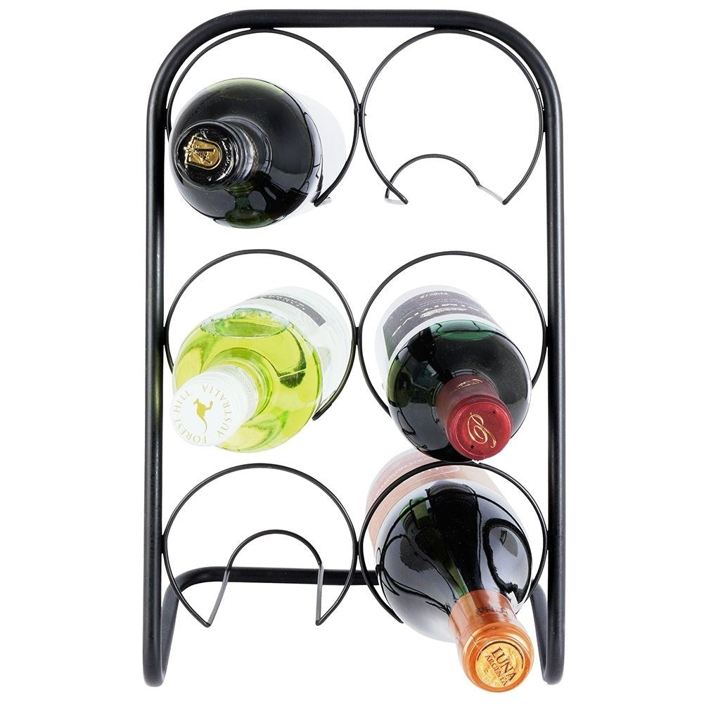 Elegant black metal wine rack for 6 bottles