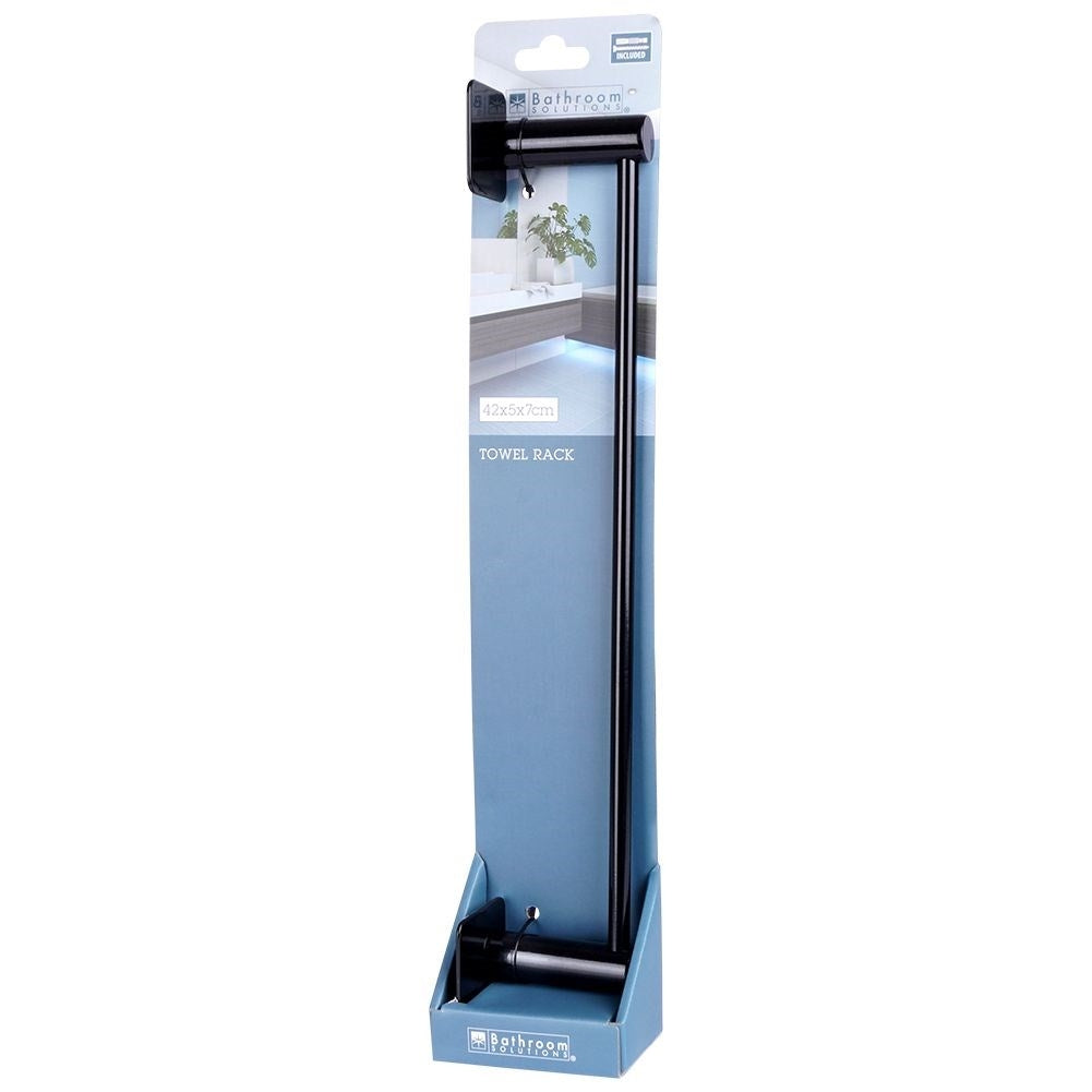 Elegant black towel rack in carbon steel for bathrooms