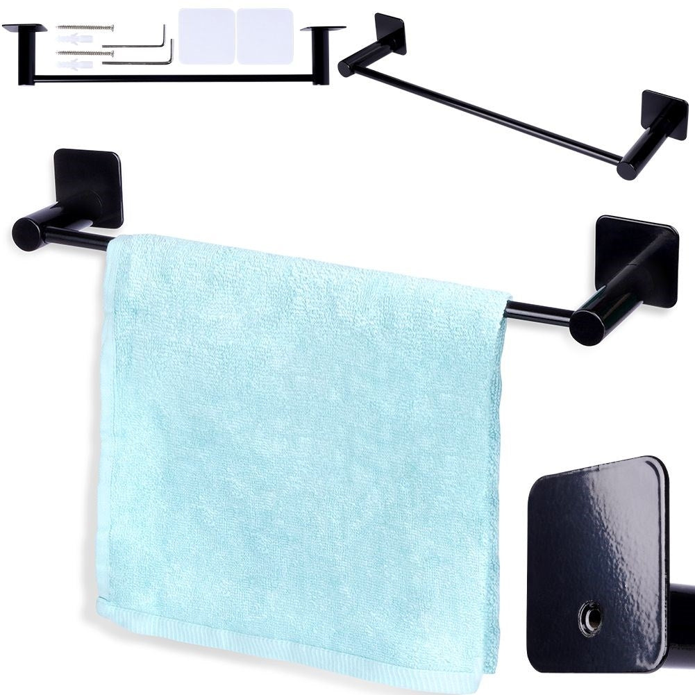 Elegant black towel rack in carbon steel for bathrooms