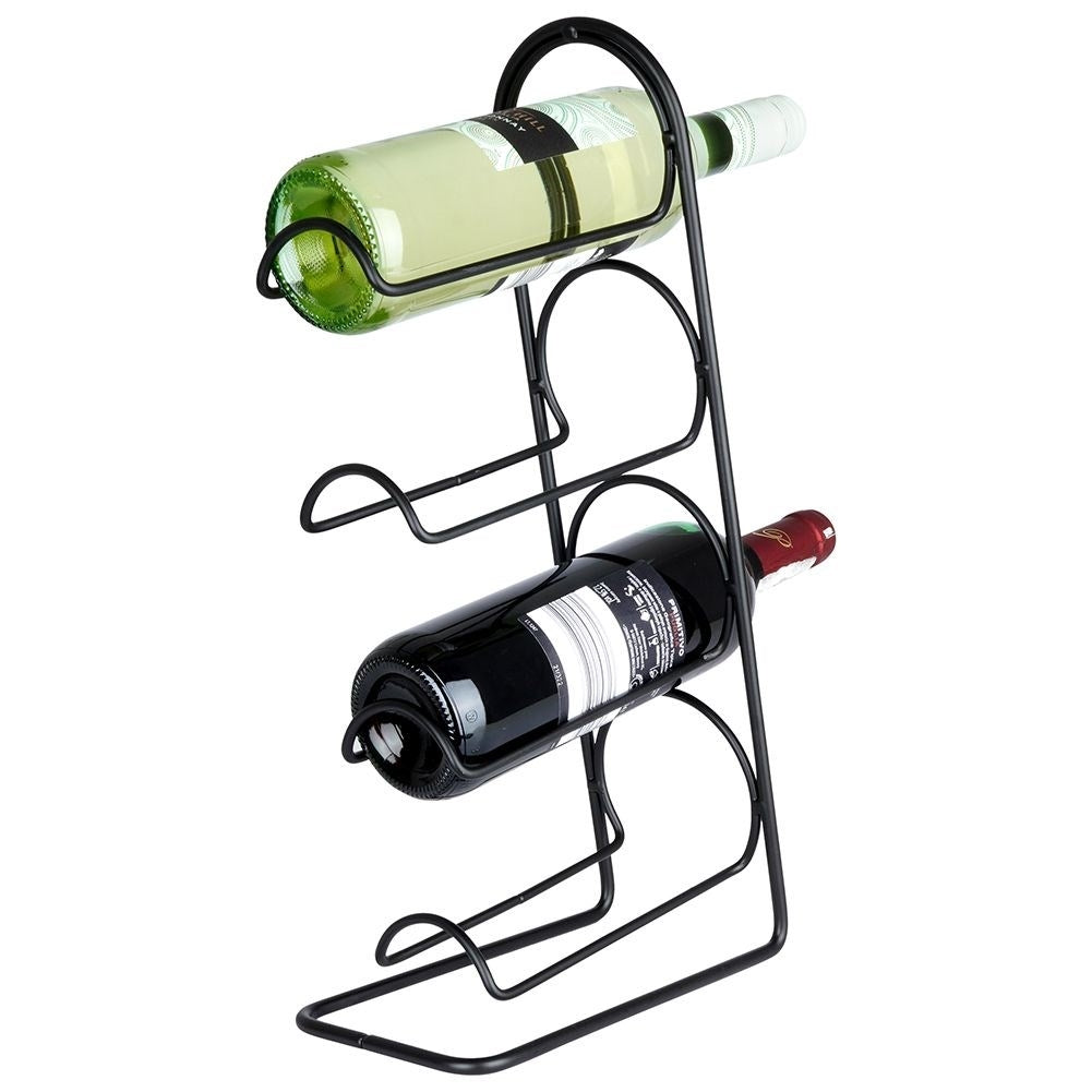 Elegant black wine rack for 4 bottles, floor or bench
