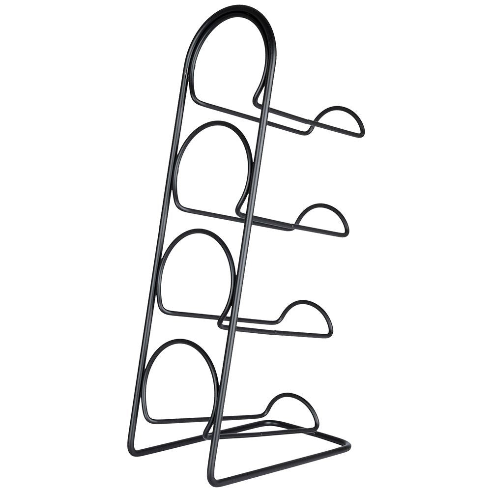 Elegant black wine rack for 4 bottles, floor or bench