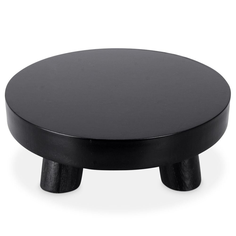 Elegant black wooden tray with legs for decoration and light