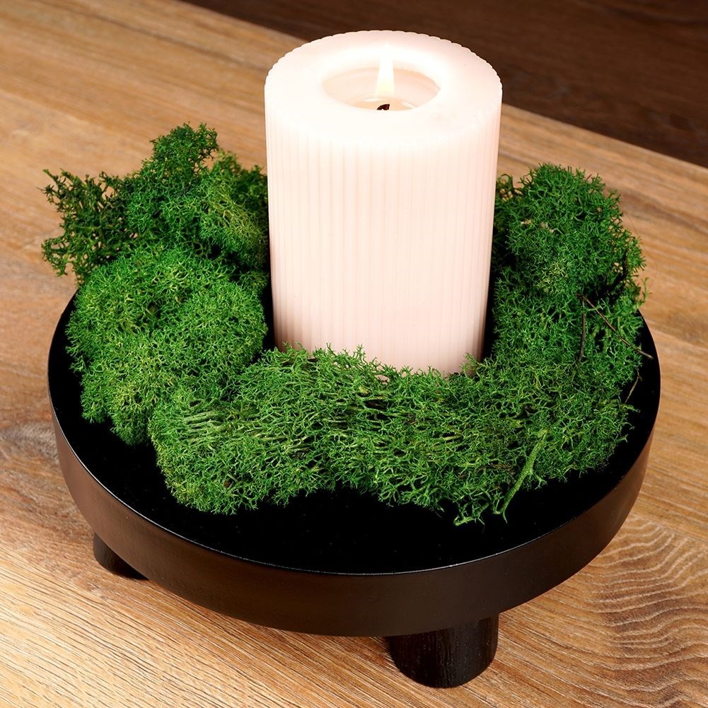 Elegant black wooden tray with legs for decoration and light