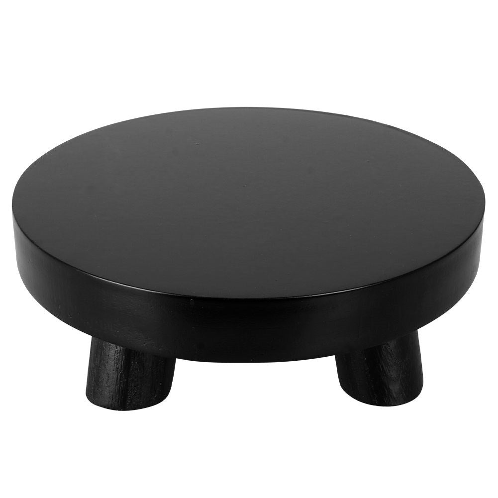 Elegant black wooden tray with legs for decoration and light