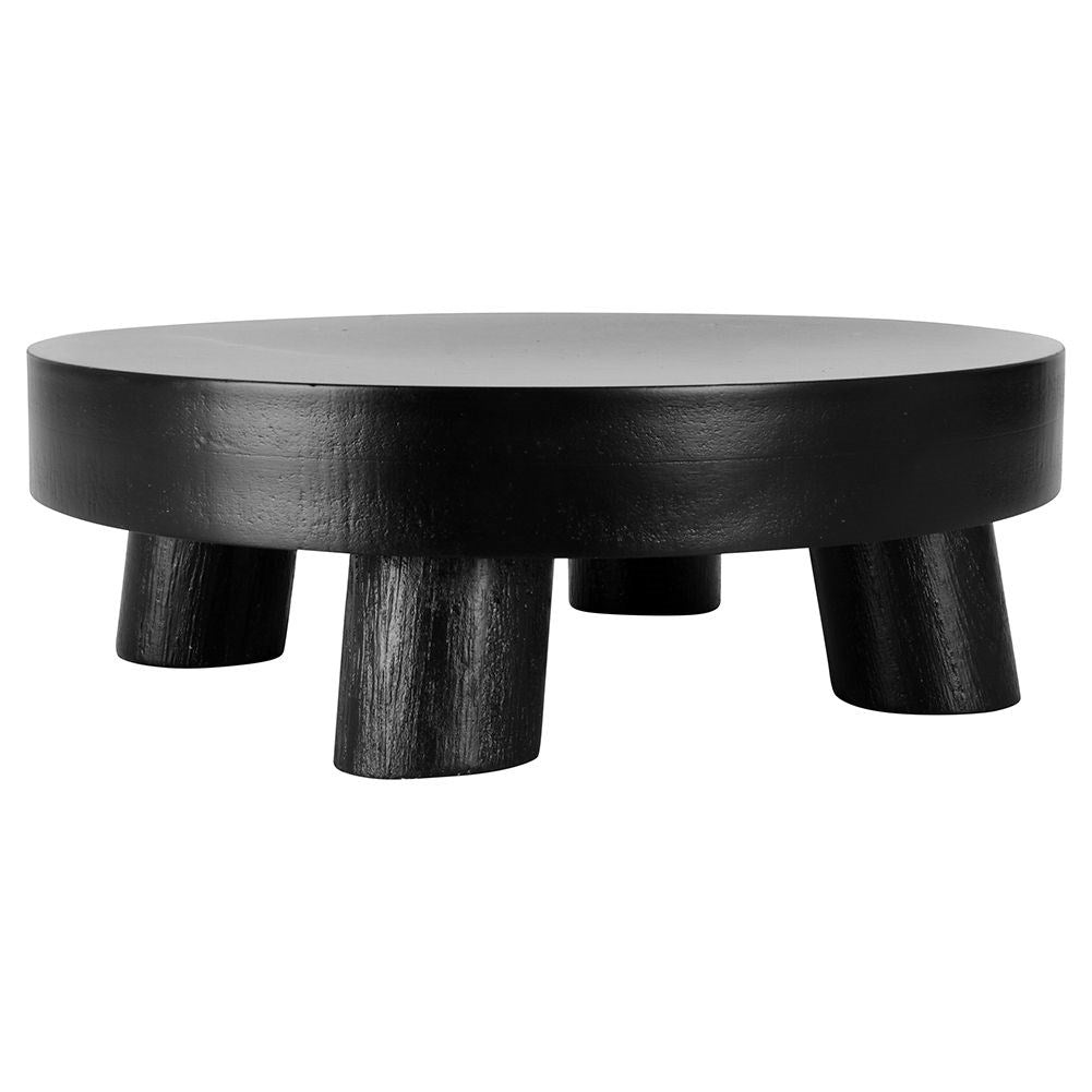 Elegant black wooden tray with legs for decoration and light