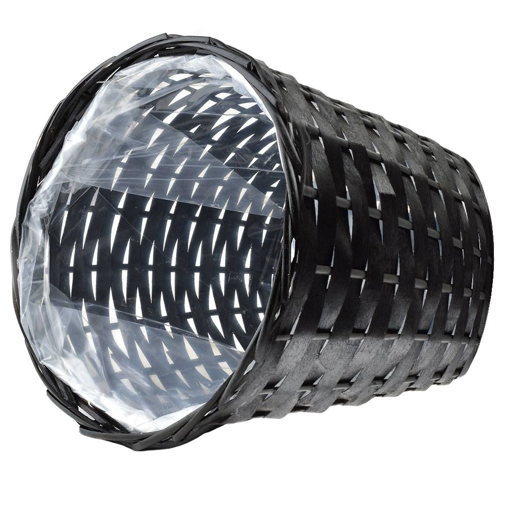 Elegant braided rattan pot with plastic foil for plants