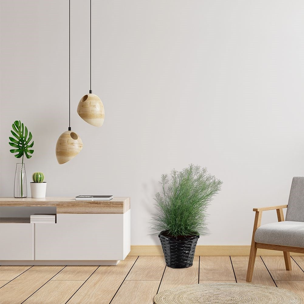 Elegant braided rattan pot with plastic foil for plants