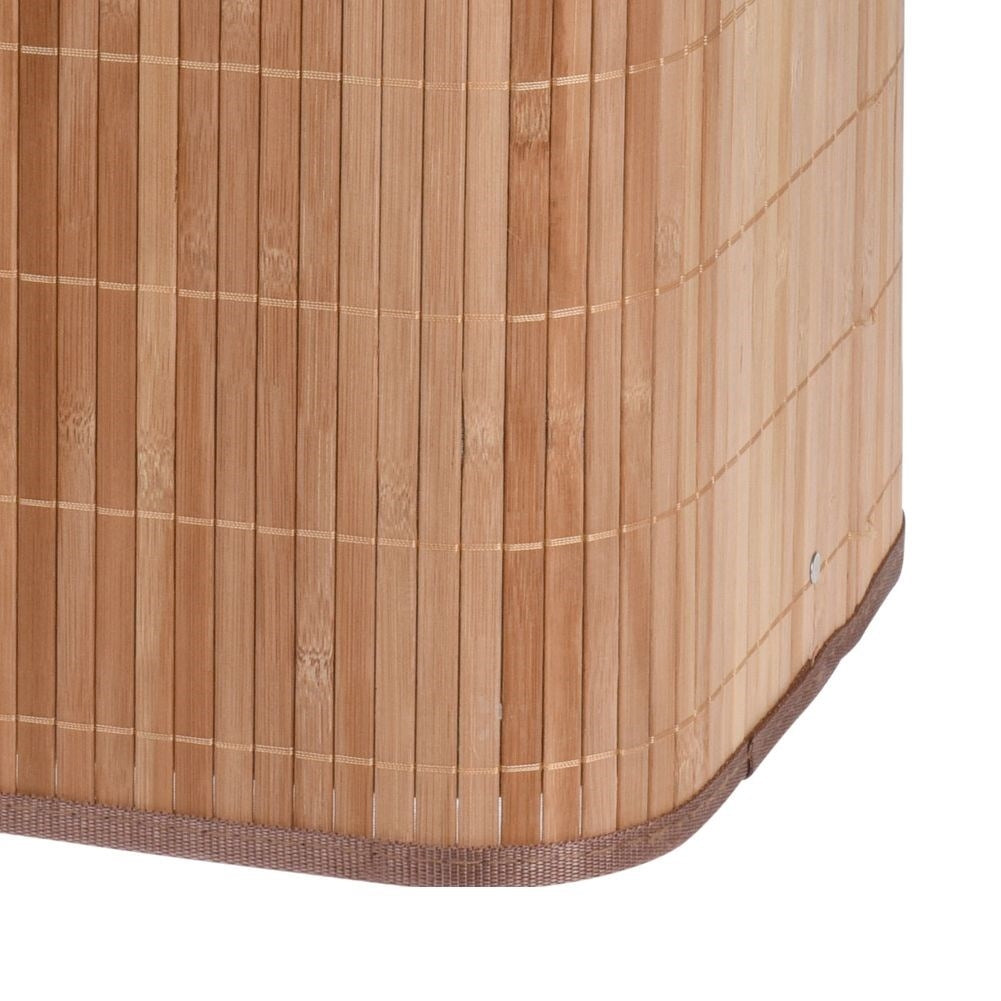 Elegant brown bamboo laundry basket with removable lid and inner lining