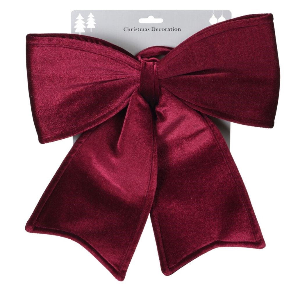Elegant burgundy decorative bow in soft velvet for Christmas decorations