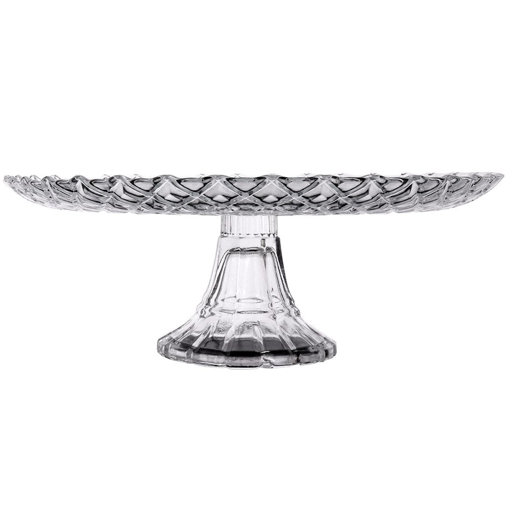 Elegant cake plate in glass with decoration, 26.5 cm diameter