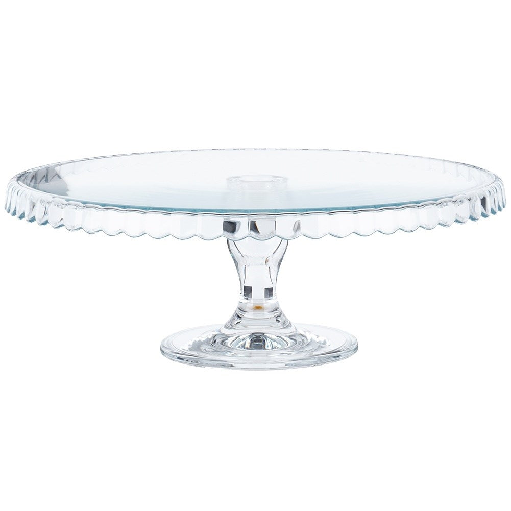 Elegant cake plate in glass with wavy edges