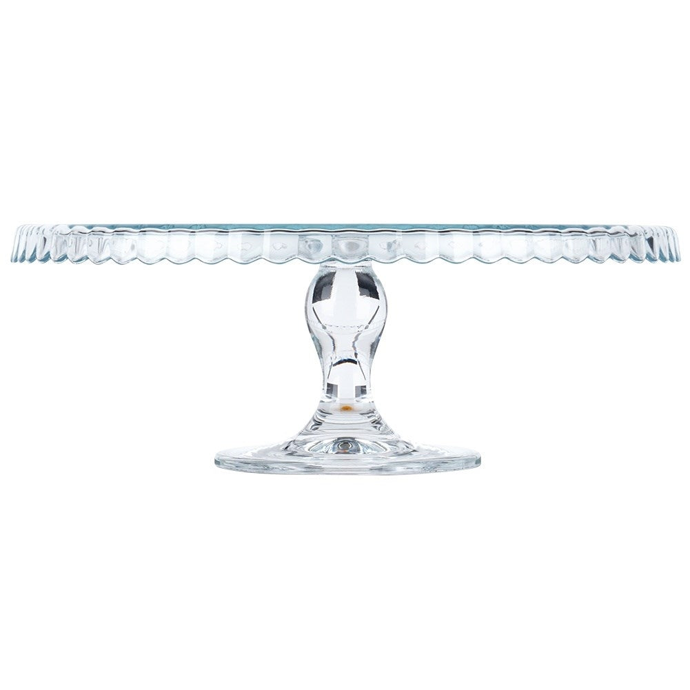 Elegant cake plate in glass with wavy edges