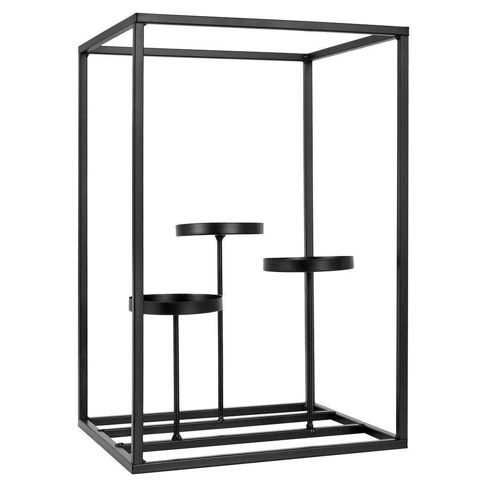 Elegant candle holder for 3 candles, black metal