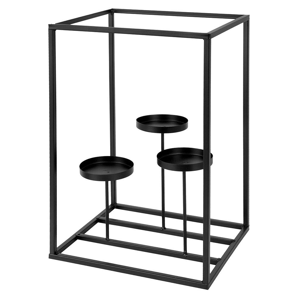 Elegant candle holder for 3 candles, black metal