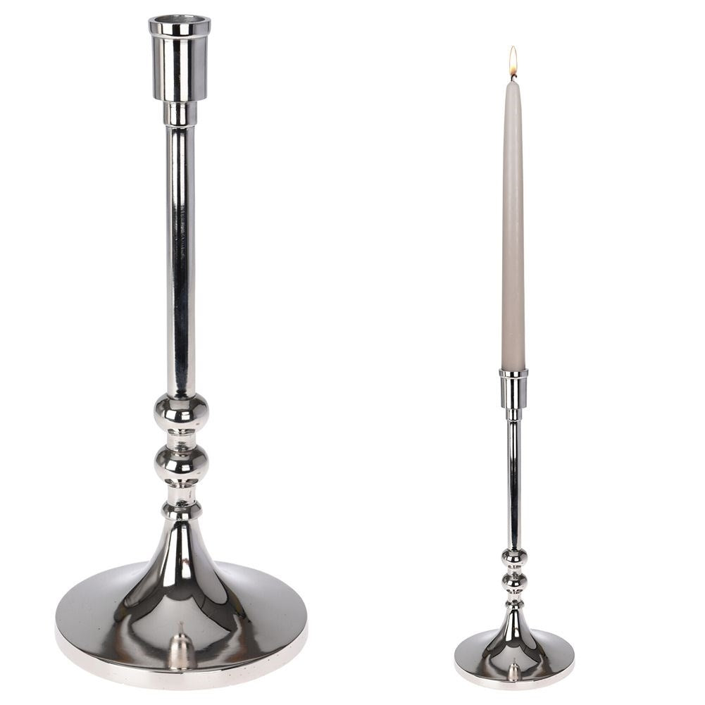 Elegant candle holder in silver for long narrow candles