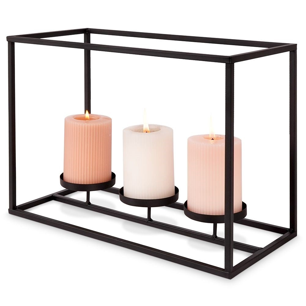 Elegant candlestick for candles and tealights in black metal