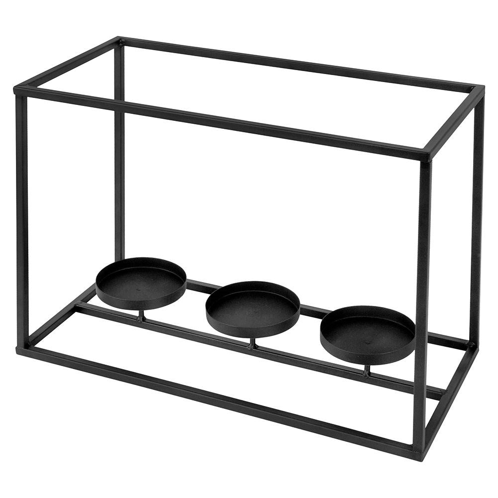 Elegant candlestick for candles and tealights in black metal