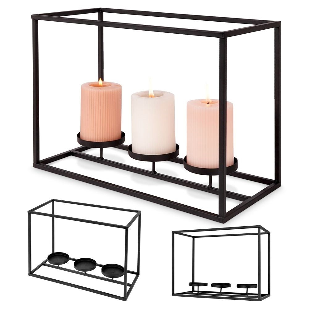 Elegant candlestick for candles and tealights in black metal