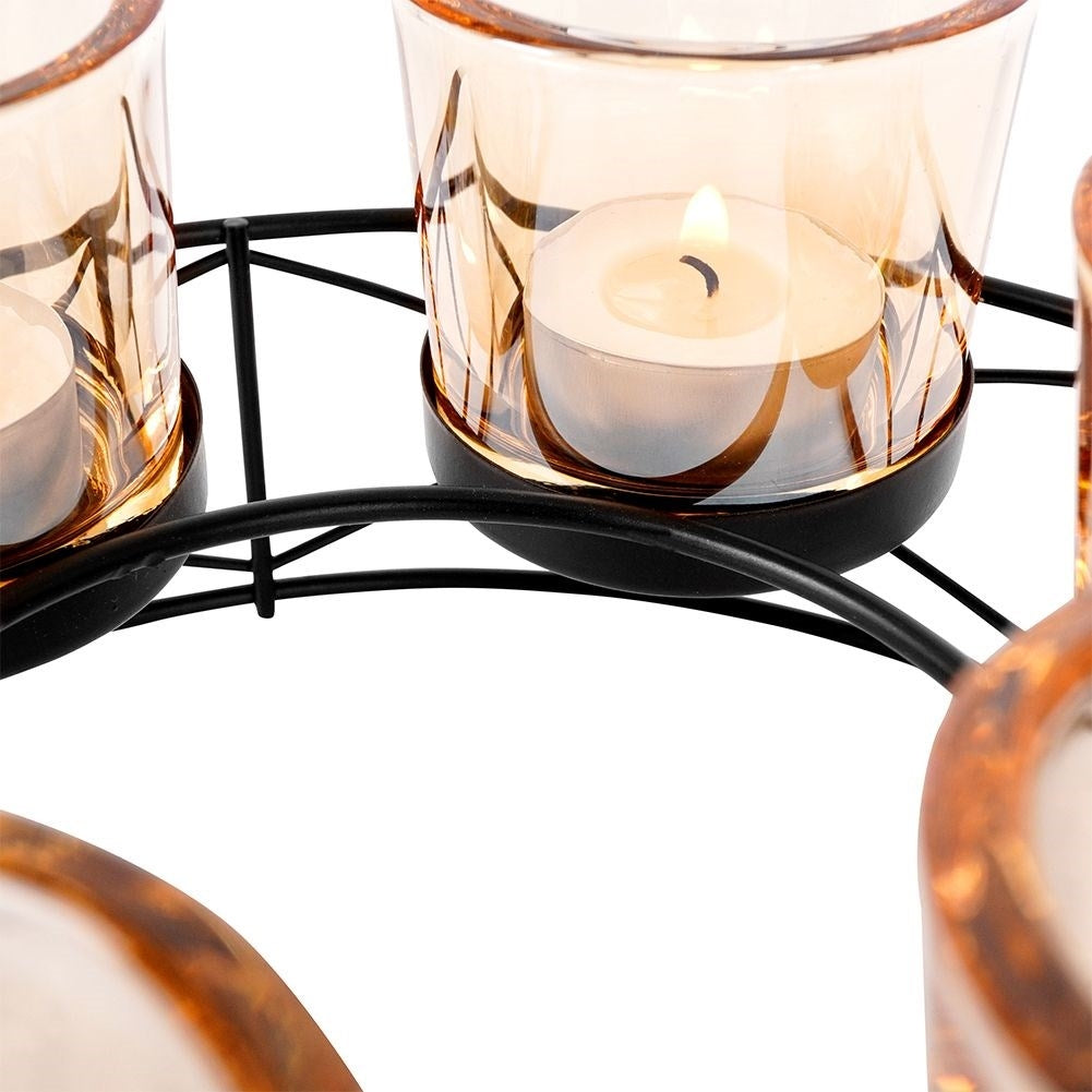 Elegant candlestick for six tealights in black metal