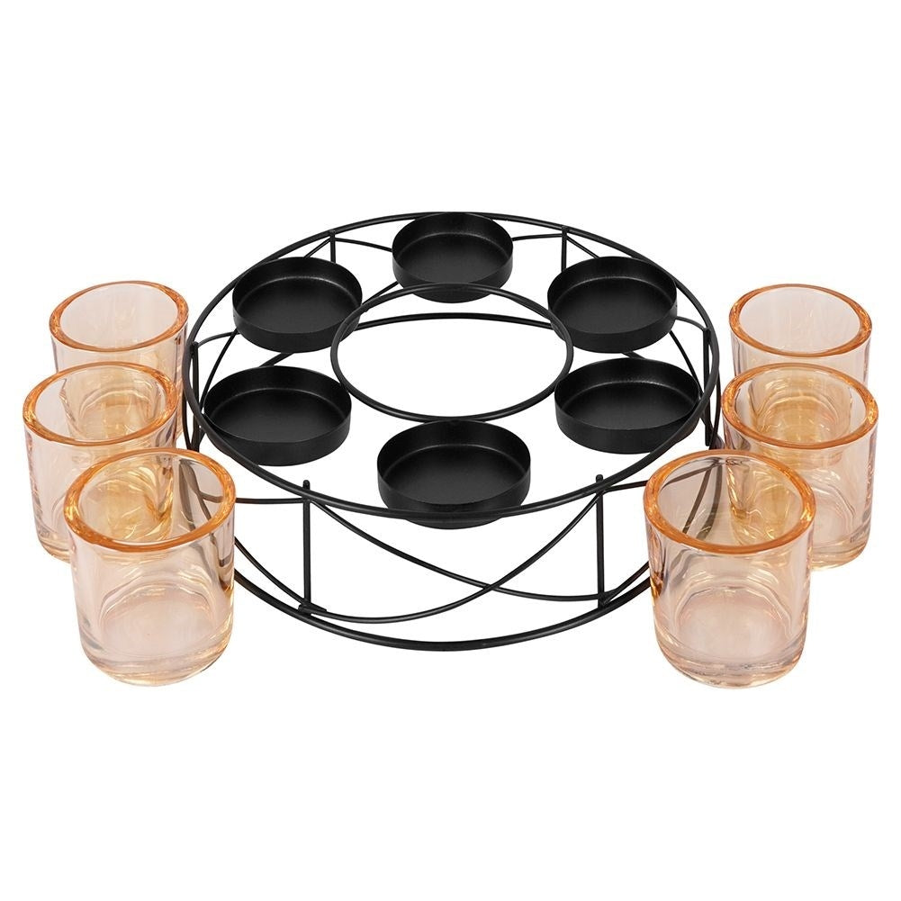 Elegant candlestick for six tealights in black metal