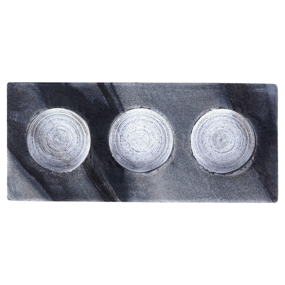 Elegant candlestick for three tealights in gray marble